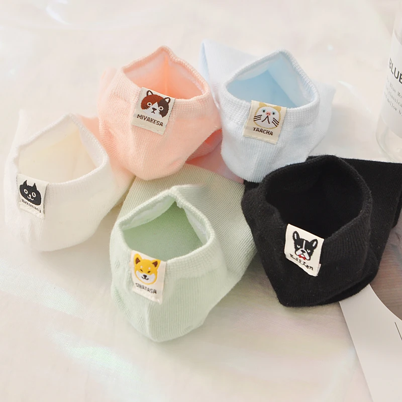 

Summer Cotton Character Bulldog Corgi Women Short Socks Cartoon Dog Cat Animal pattern Comfort boat Socks Funny Breathable Sweat