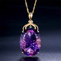 fashion classic style amethyst pendant inlaid lvzuan amethyst jewelry necklace exquisite cutting ametrine pendant for women