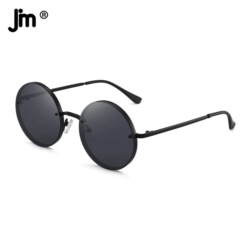 

JM Men Women Round Sunglasses Metal Frame Vintage Fishing Driving Shades UV400 Black