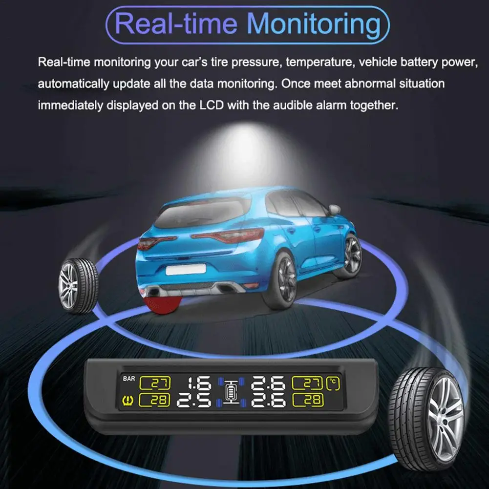 

Intelligent Wireless Solar Car External Tire Pressure Built-in And External Tire Pressure Monitoring System Fast Response Set