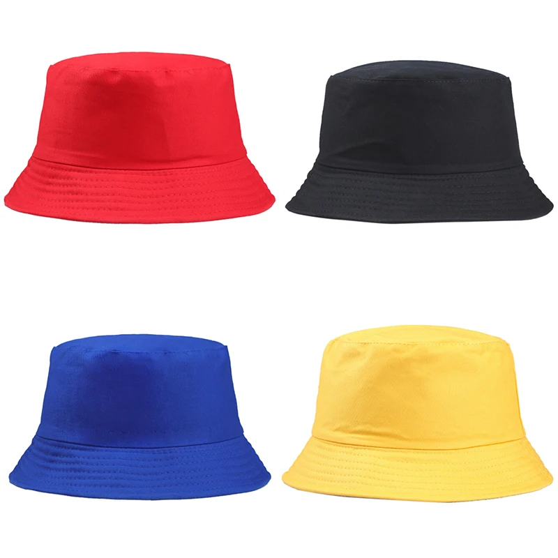 

1PC Women Men Adults Cotton Bucket Hat Summer Fishing Fisher Beach Sun Cap Solid