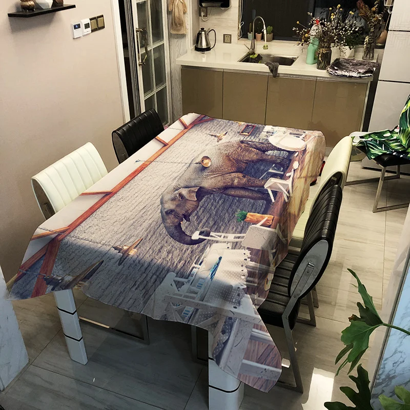 

Printed color plain animal washable decorative household waterproof tablecloth