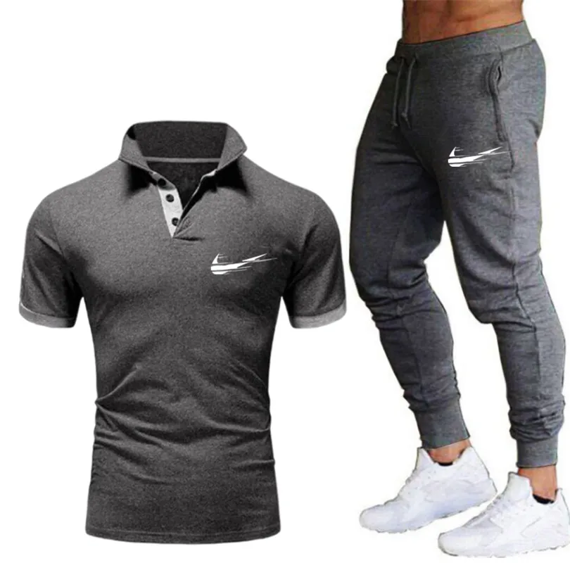 

2021summer Brand Men suit T-shirt top sportswear T shirt + jogging casual pants fashion sweatpants pants +POLO shirt 2-piece set