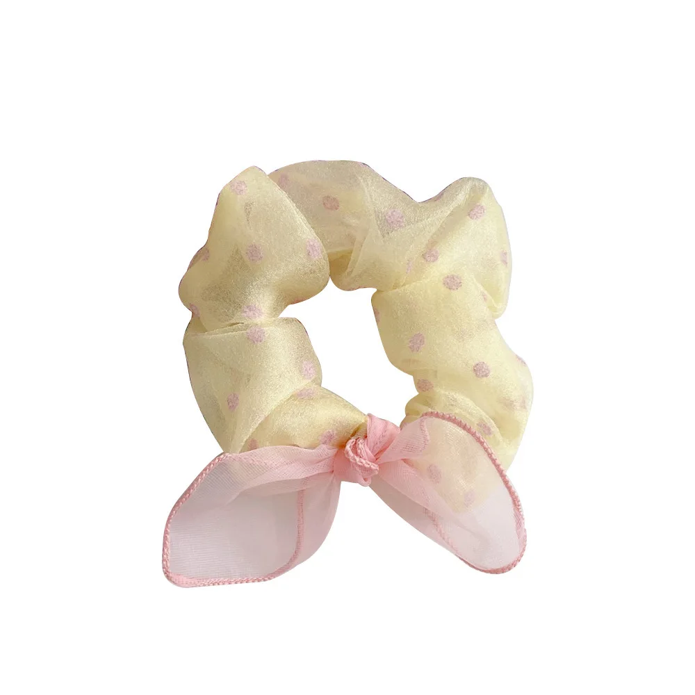 

Wholesale women dot yarm with bow Hair bands summer hair scrunchies girl's hair Tie Accessories Ponytail Holder
