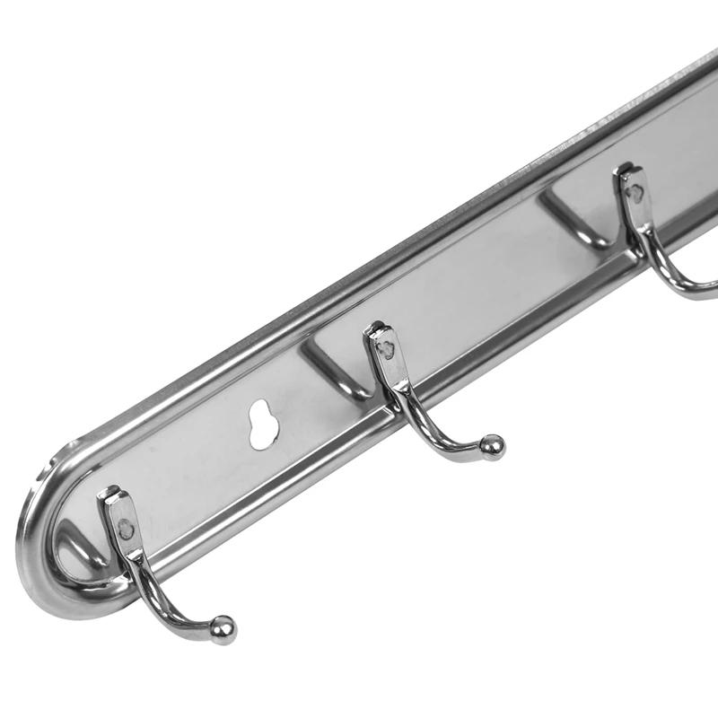 

24" Long Wall Mount Stainless Steel 10 Hangers Hook for Towl Bag Clothes