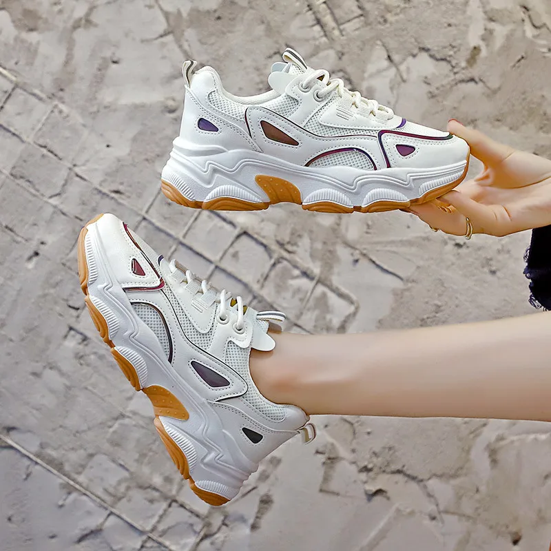 

Women's 2021 Autumn New Lightweight Women's Shoes Sports Running Shoes Student Little White Sneakers Dad Shoes