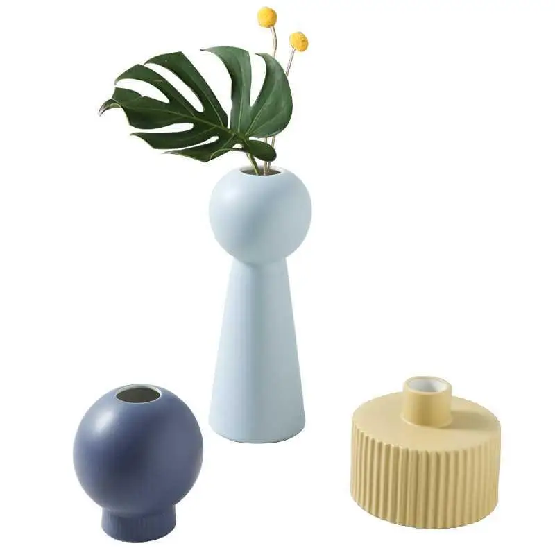 

Nordic Ceramic Vase Decoration Living Room Simple Flower Arrangement Flower Wine Cabinet Decoration Flower ZM803