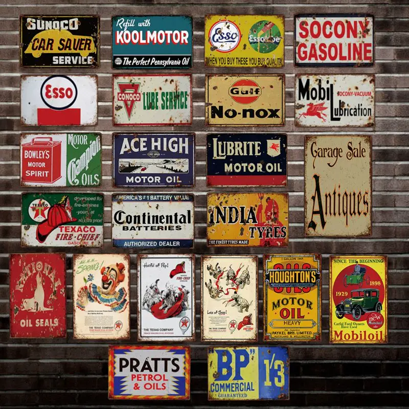 

[ DecorMan ] Sterling Vacuum Motor oil Tires Power Lube TIN SIGN Custom wholesale Mural Paintings Bar PUB Decor LT-1874