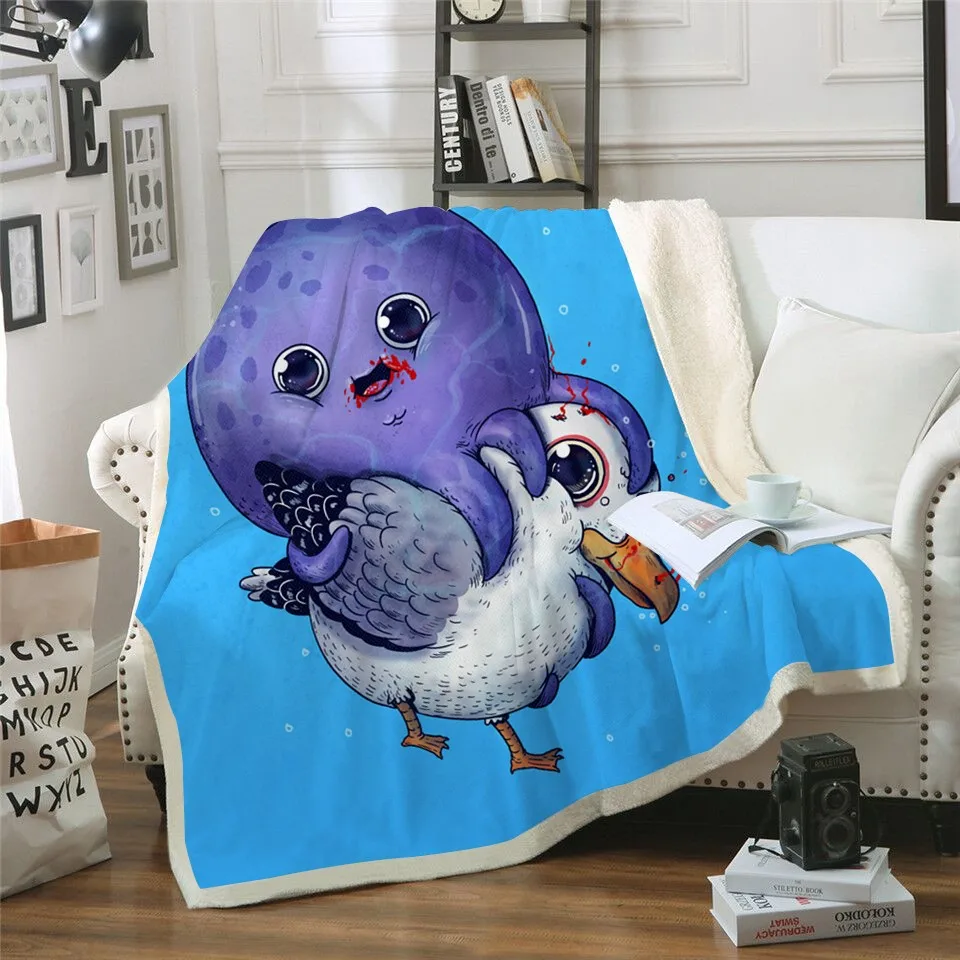 Синий подстежка на искусственном меху Одеяло взрослых Аниме Флисовое одеяло