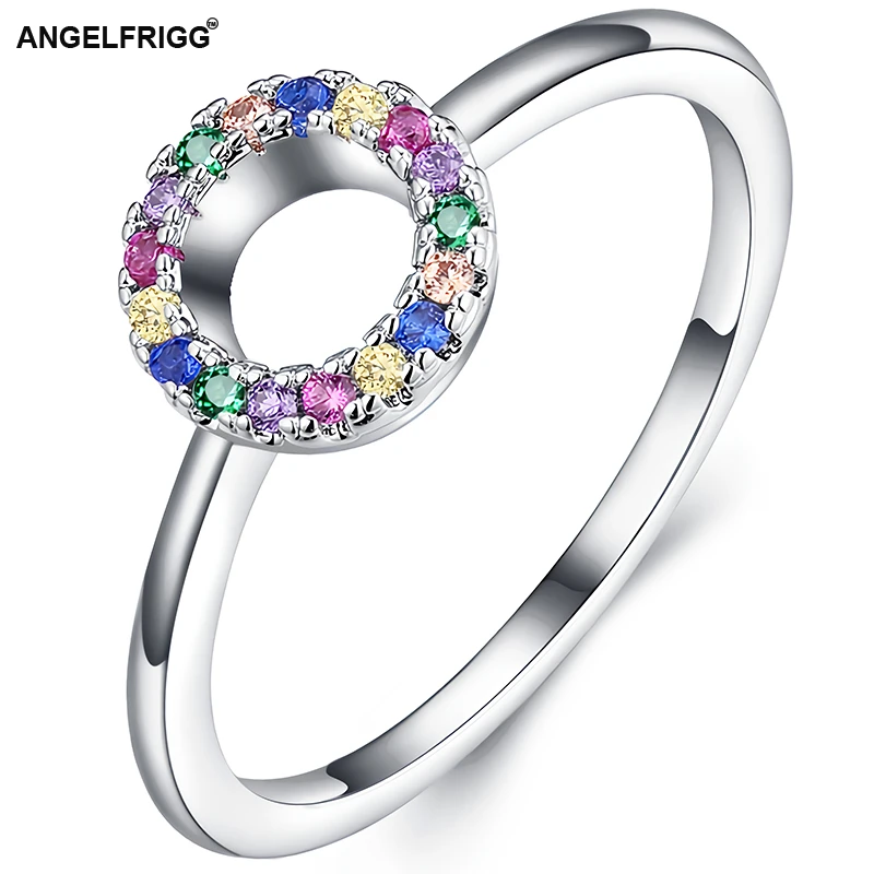 Женское серебряное кольцо ANGELFRIGG с разноцветным циркониевым камнем свадебное