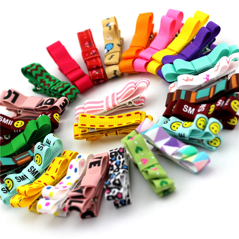 

30pcs Boutique Ribbon Bow Hair clip Baby Printed Line Hairpins kids Cartoon hairpins Barrettes hair clips girl hair accessories