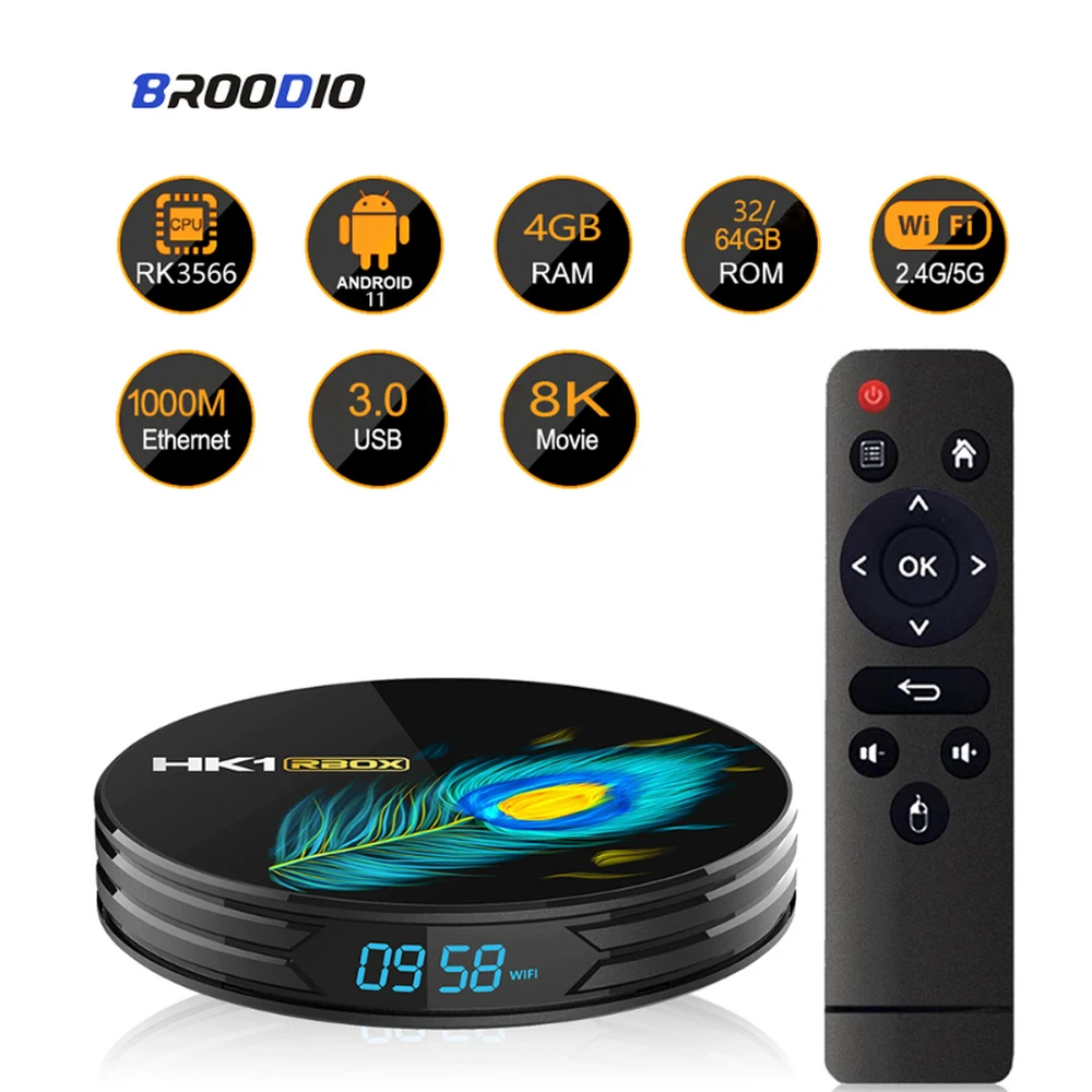 

Приставка Смарт-ТВ BT, Android 11, 8K, 4,1 дюйма, 4 Гб ОЗУ