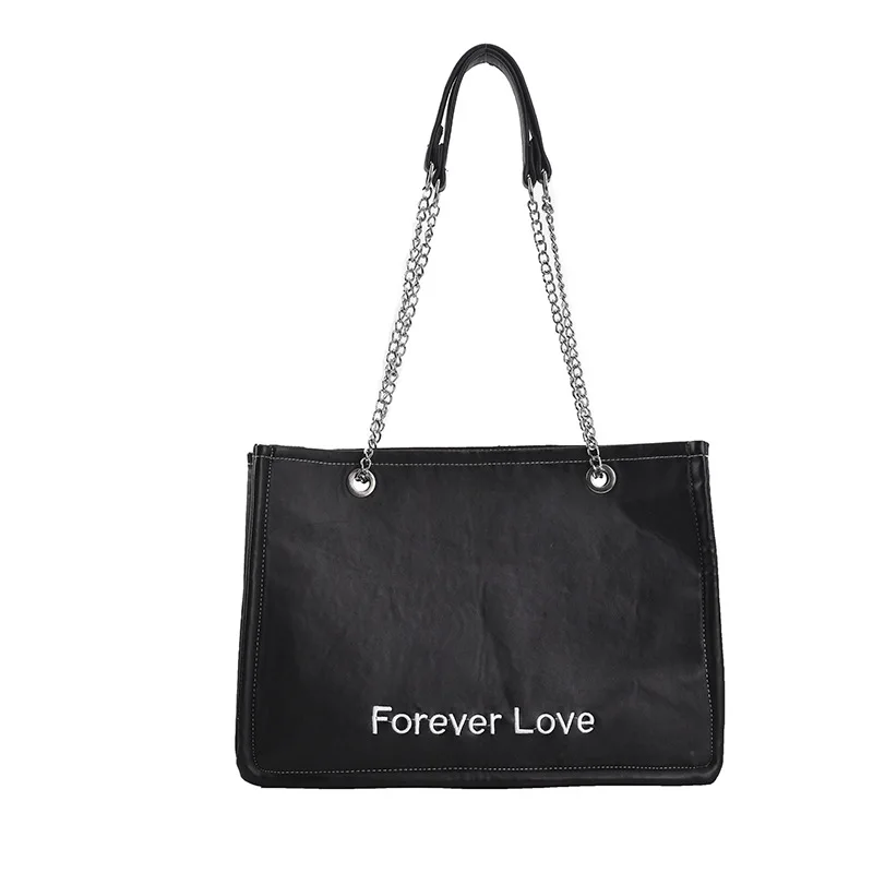 

Pu Leather Tote Bags for Women 2021 Luxury Brand Designer High Quality Large Capacity Shoulder Bag Forever Love Letter Printing