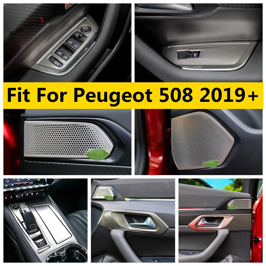 

Side Door / Handle Bowl Speaker / Window Lift Button Panel Cover Trim Stainless Steel Accessories For Peugeot 508 2019 - 2021