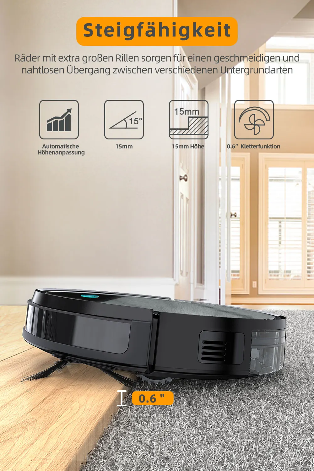 

Azmkoo Vacuum Cleaner Robot Compatible with App / Alexa Wiping Function For Vacuum Clear Carpet Hard Pet Hair Fall Protection