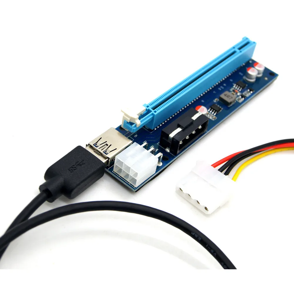 Usb3.0 Pci-e Express 1x к 16x расширитель переходника карты адаптер Sata 6pin кабель питания