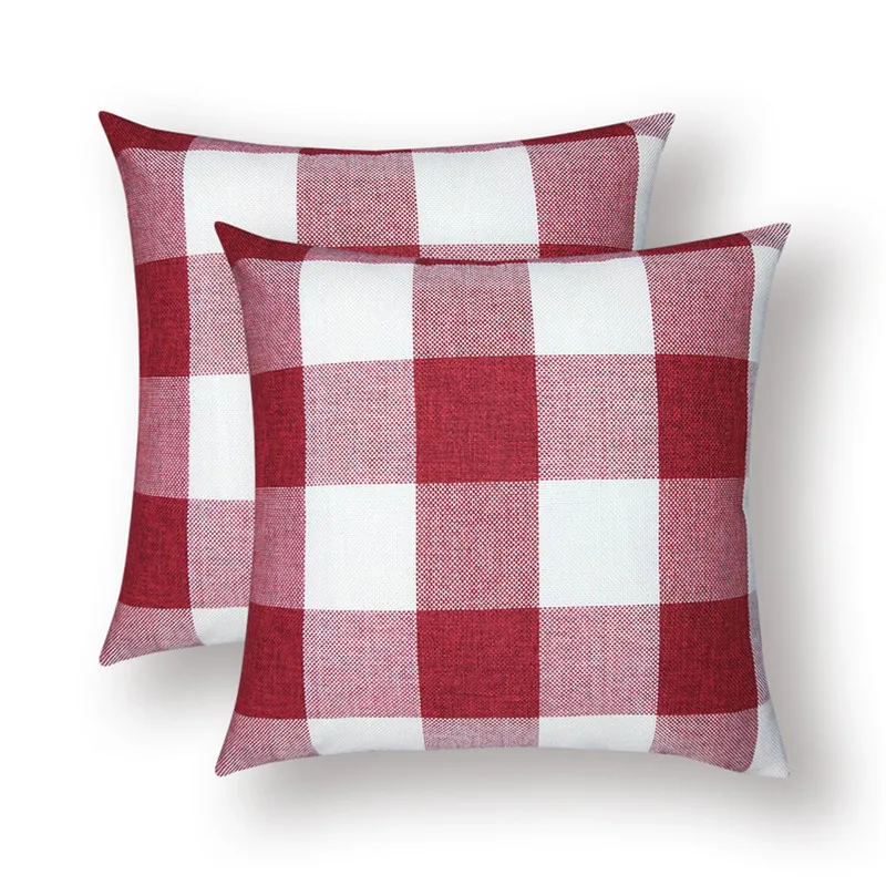 Новая льняная наволочка красный синий плед для дома диван украшение автомобиля