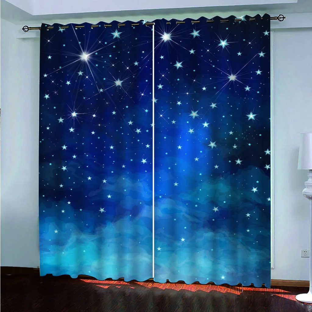 

SOFTBATF Starry Sky Blackout Fabric Drapes Window Curtains For Living Room Bedroom Dropshipping