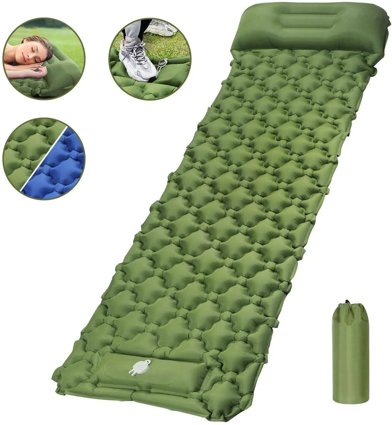 Camping Sleeping Mat Air Mattress Built-in Pump Portable Inflatable Cushion Camping Mat Fast Filling Air Moistureproof Bed