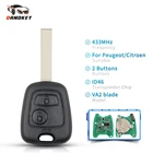 Dandkey 2 кнопки 433 МГц пульт дистанционного управления для Peugeot 307 Citroen C1 C3 чехол для автомобильного ключа VA2 Blade ID46 PCF7961 чип