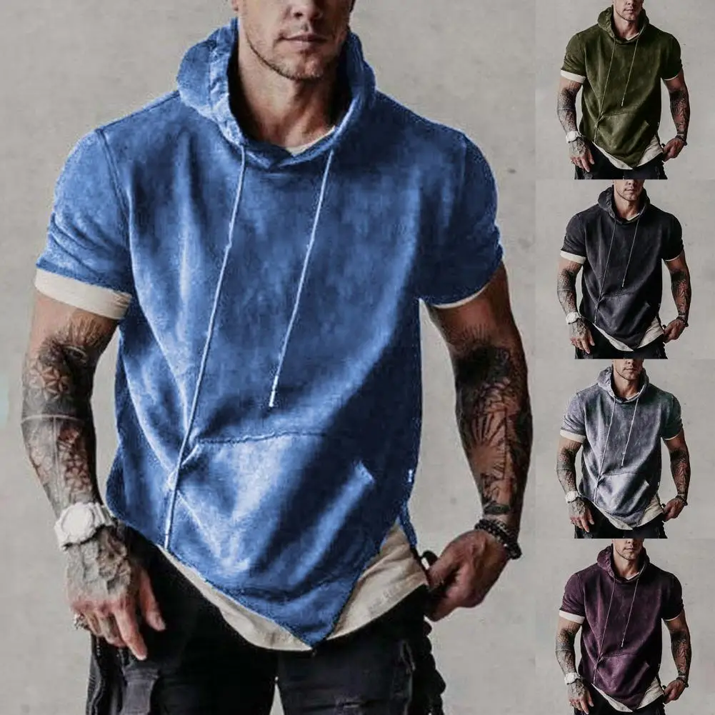 

Мужская футболка с коротким рукавом и круглым вырезом, однотонная