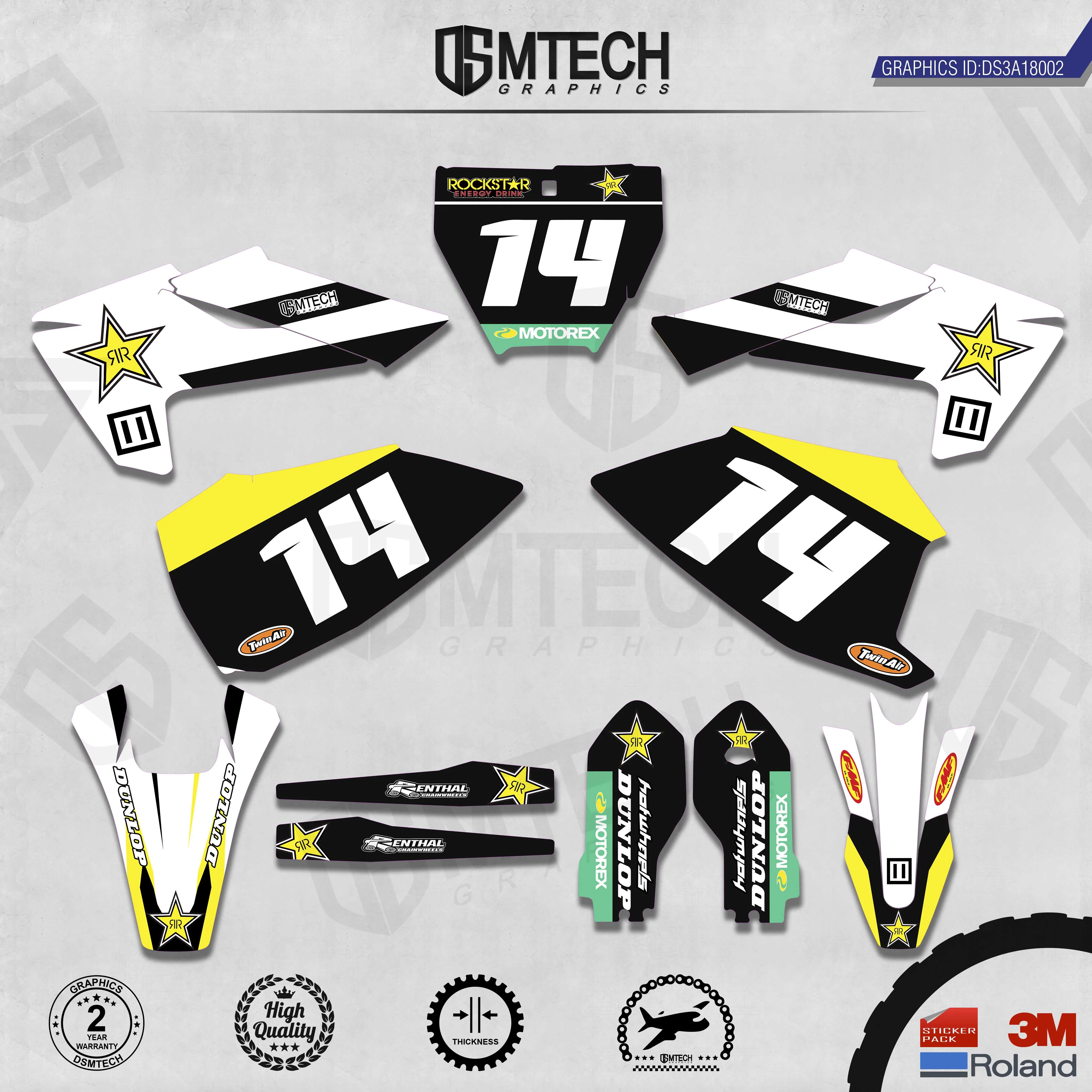 DSMTECH Customized Team Graphics Backgrounds Decals 3M Custom Stickers For TC85 2018-2020 002