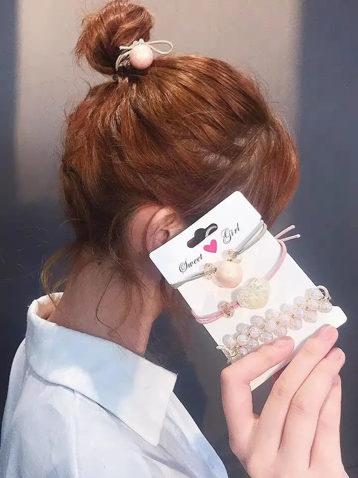3 шт. браслет двойного назначения кольцо для волос с кристаллами и жемчугом набор