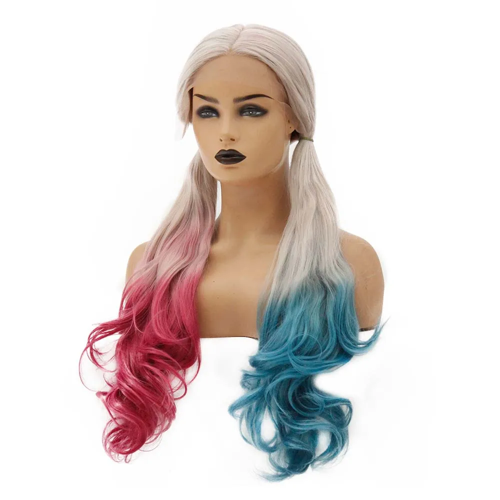 Парик V'NICE Harley Quinn из синтетического кружева 150% плотность Термостойкое волокно