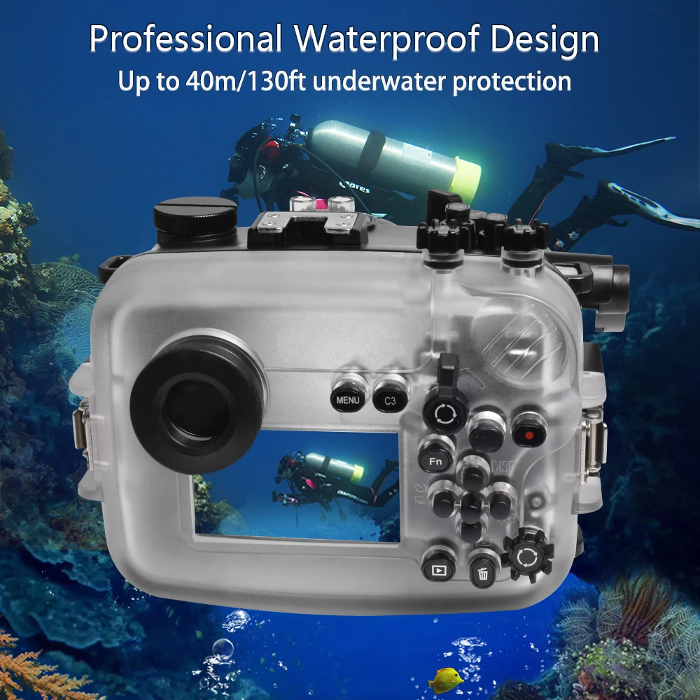 

For Sony A6600 16-50mm SeaFrogs 40M/130FT Waterproof Underwater Camera housing diving case waterproof cover Photography