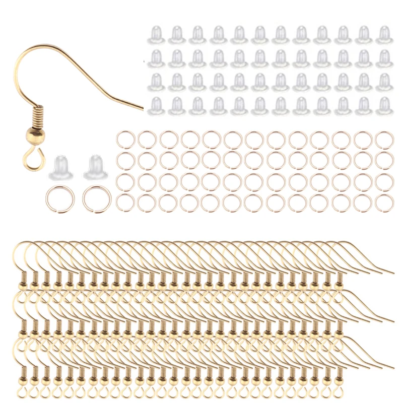 

600pcs/Set Earrings Hooks Open Jump Rings Earring Back Stud Plugs Jewelry Making Accessories Kit DIY Earring Supplies Set