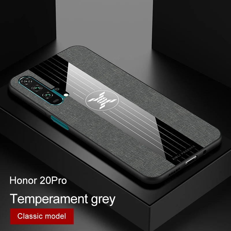 only grey case Чехол для huawei honor 20 Pro, роскошная жесткая ткань с кольцом, магнитный штатив, тонкая защитная задняя крышка для huawei honor 20 20pro honor 20 - Color: only grey case
