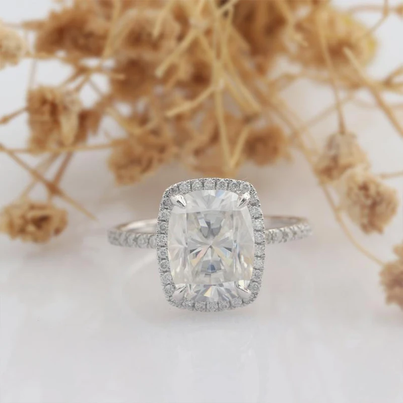 Veryins классический 14 к белый золотой центр 4ct 8X10 мм FG цветная Подушка разрезанный