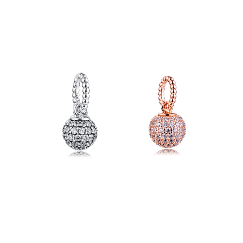 Pave Ball Pendant Sterling Silver Jewelry Fits Charms 925 Bracelets For Woman DIY Beads Making | Украшения и аксессуары