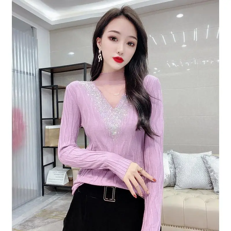 

New super beautiful mesh stitching high neckfor women
