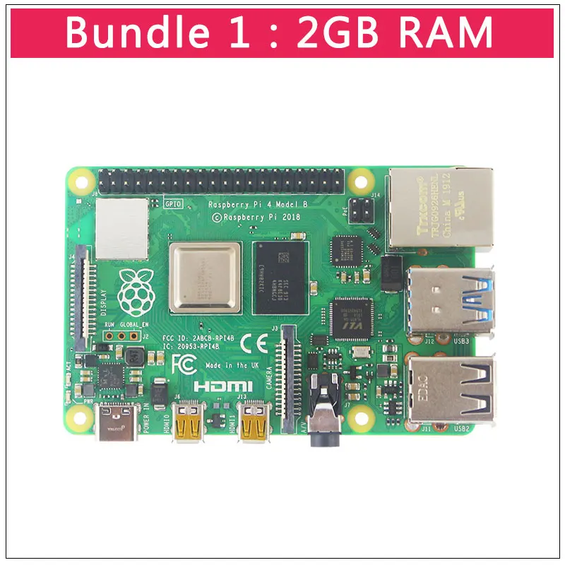 2GB RAM UK Raspberry Pi 4 модели B 1/2/4GB Оперативная память BCM2711 вариант Чехол | SD картой памяти на 32 Гб | переключатель Мощность | Micro HDMI | 9 Слои Чехол | вентилятор - Комплект: 2GB RAM