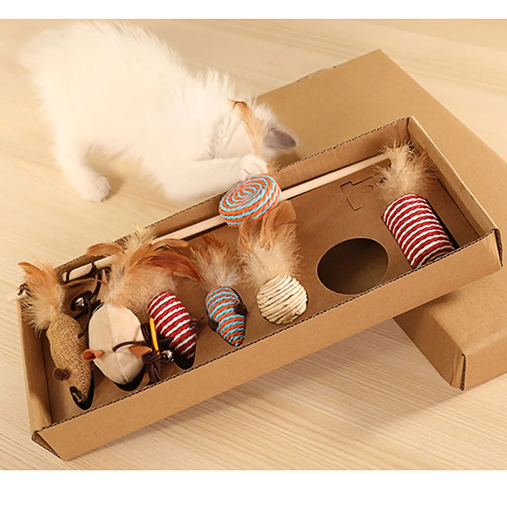 _ 7 шт./компл. Интерактивная палка для кошек из пеньковой веревки игрушки котят