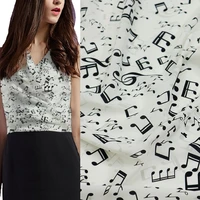 14050cm new silk stretch crepe de chine fabric white note digital printing dress shirt brand fashion fabric textile materials
