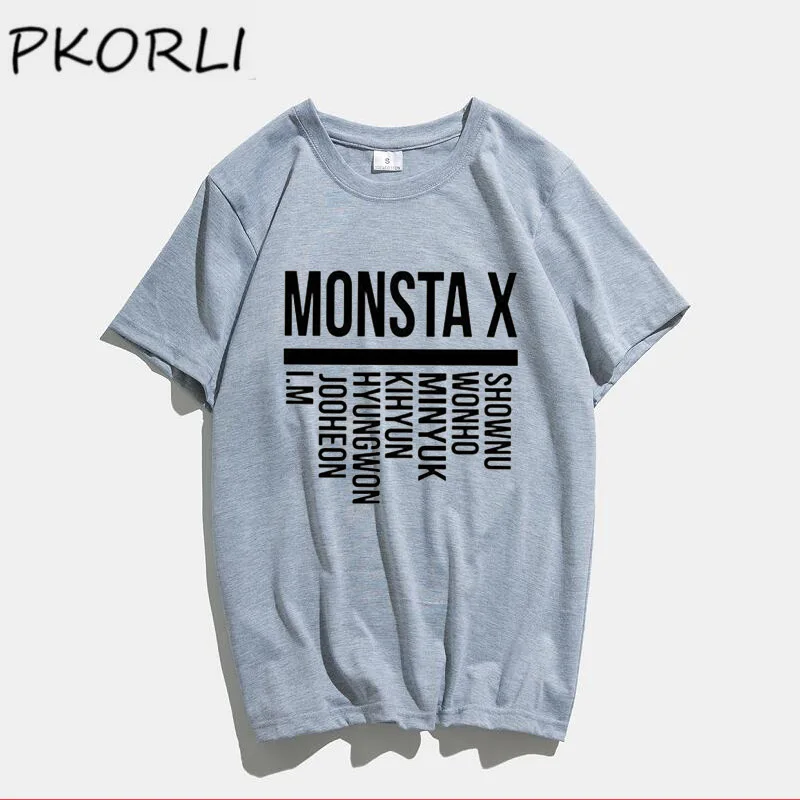 

Футболка Monbebe для участников, женская футболка Monsta X, корейские футболки K-Pop Fandom, хлопковая футболка с коротким рукавом, мужские женские футб...