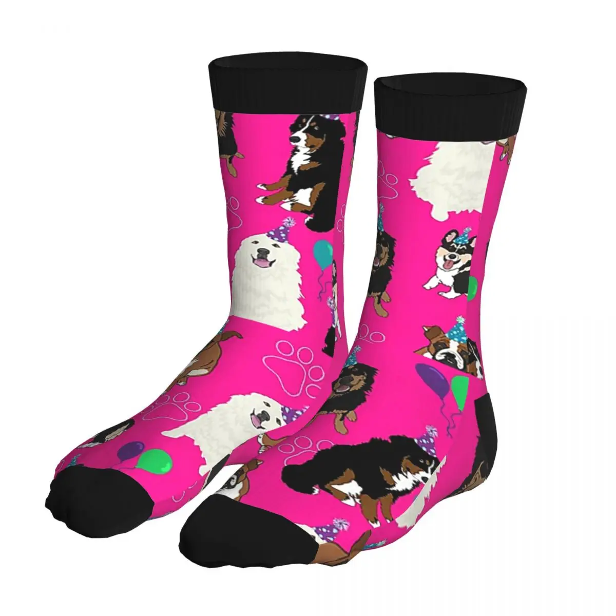 

Birthday Dog Breeds Socks For Men 5% Spandex Novelty Middle Tube Socks Winter Xmas Holiday Graphic Printed