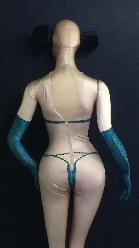 Sexy Women Nightclub Bikini Print Rhinestones Jumpsuits Party Showgirl Skinny Bodysuits Women Stage Wear Pole Dancing Outfits