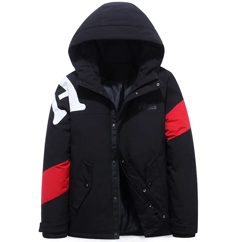 Зимние мужские пальто на утином пуху Модные повседневные куртки однотонные