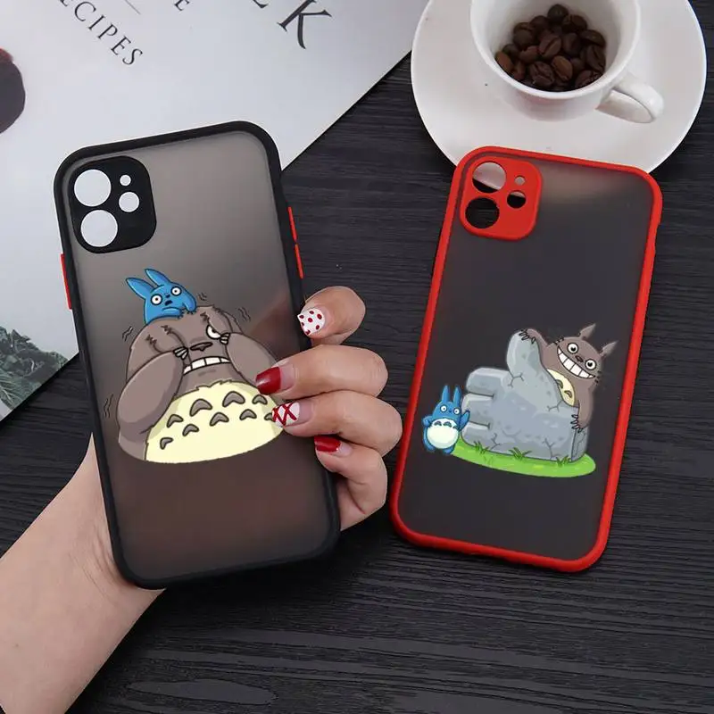 

Happy Totoro sprite away Cute Cartoon Phone Case matte transparent For iphone 7 8 11 12 plus mini x xs xr pro max cover