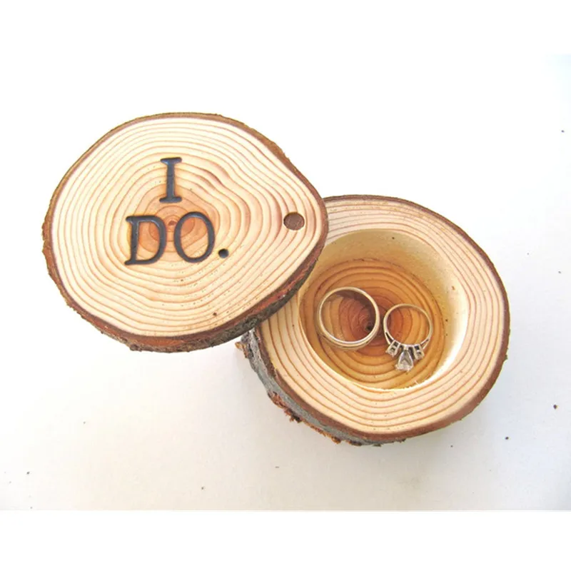 Customized Rustic ring pillow Wooden slice wedding Ring Box Engraved Jewelry Engagement Holder woodland decor | Дом и сад