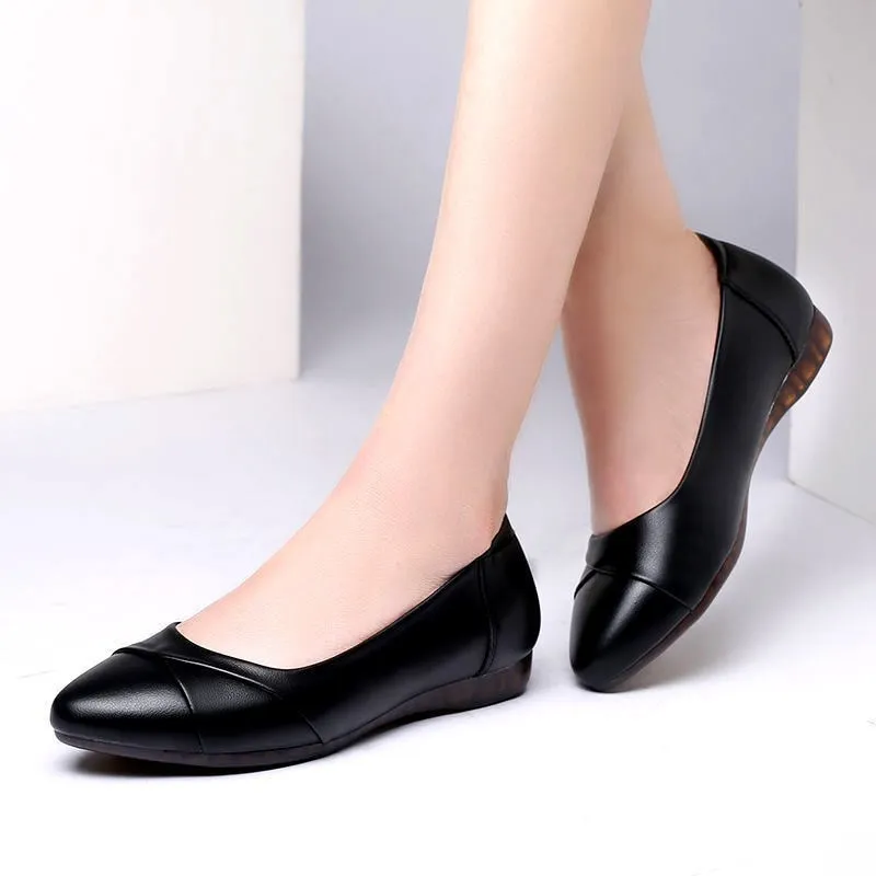 

Women Shoes Flat 2021 Spring New Women Casual Genuine Leather Beef Tendon Bottom Trendy Pointed Ballet Ladies loafers for Mom