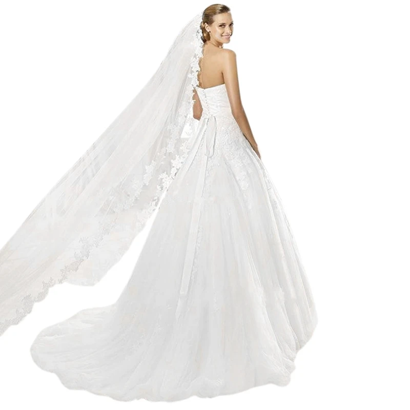 Белая свадебная вуаль 3 м длинная расческа кружевная Мантилья Соборная свадебные