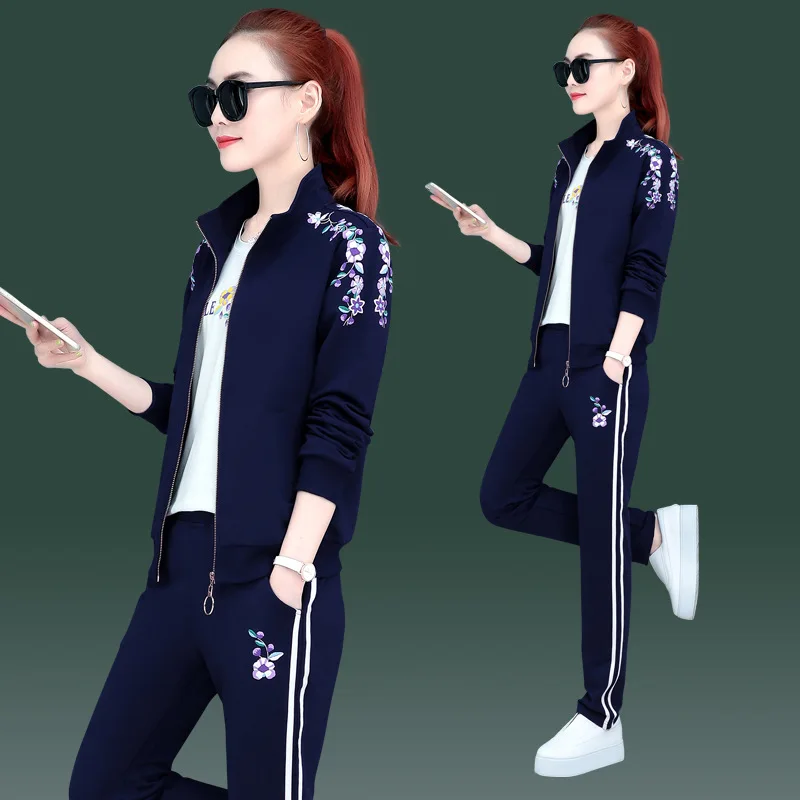 

3PCS autumn women tracksuit sportswear loose jacket+sweatshirt+pant running jogger outfit workout fitness casual set sport suit