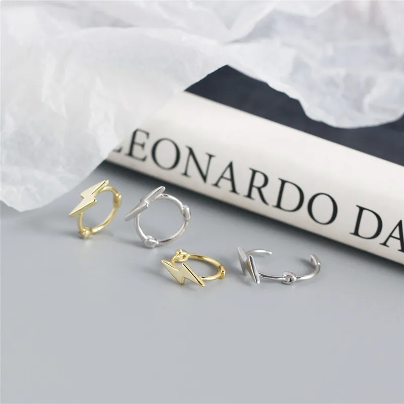 Женские серьги-кольца из серебра 925 пробы с молнией | Украшения и аксессуары