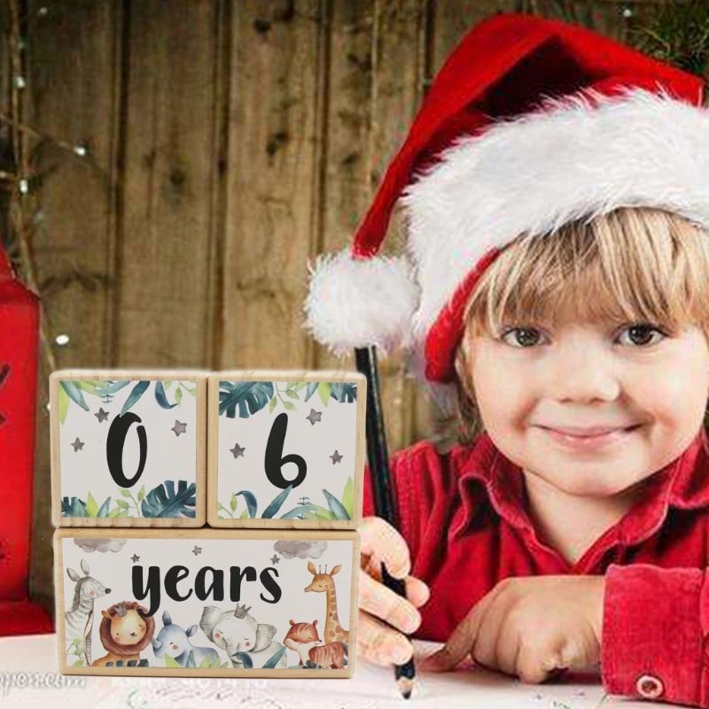 

Baby Milestone Memorial Monthly Wooden Block Photography Photo Month Sticke