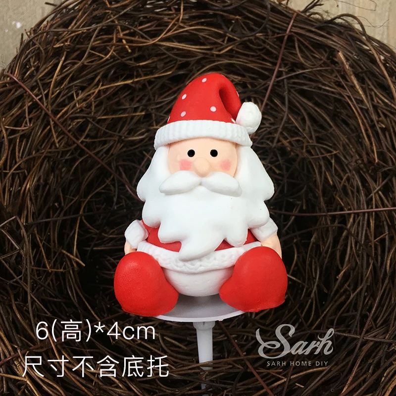Sitting Santa Рождественская елка сосновые шишки сани торт Топпер для рождественские вечерние принадлежности Снеговик Санта Клаус Декор год выпечки Любовь Подарки - Цвет: Sitting Santa