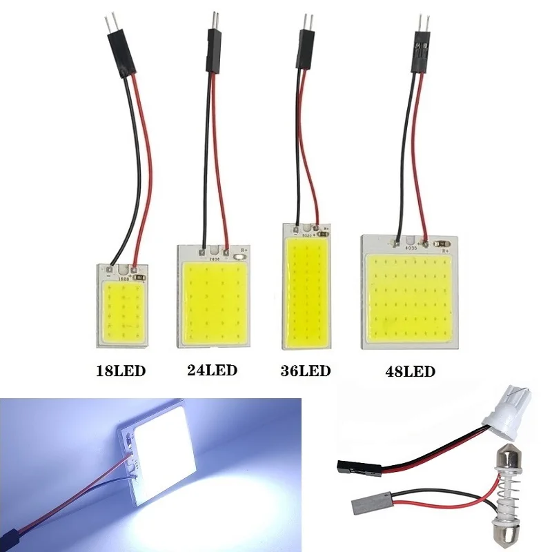 

Super White T10 W5w Auto Interior Reading Lamp Bulb Light Dome Festoon Vehicle Cob 18SMD 24SMD 36SMD 48SMD Car Led Panel